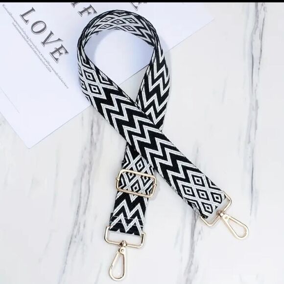 Belt/Shoulder Bag Strap Adjustable Replacement Strap Accessory Black and White - Picture 8 of 8